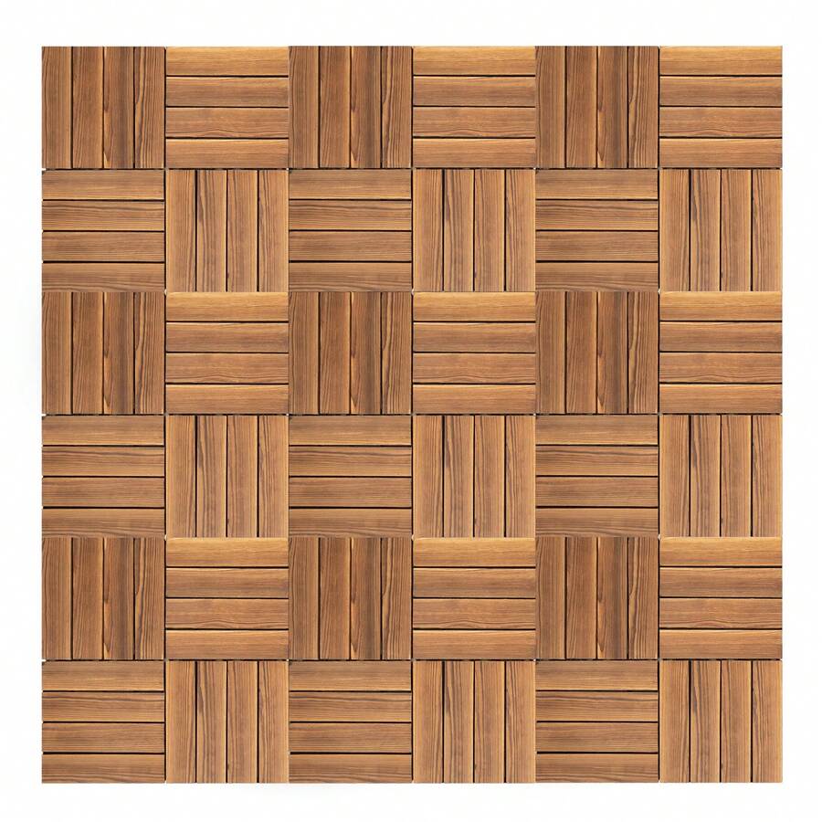 Wood Flooring Interlocking Deck Tiles For Patio Decor 12"X12" 36 Pack Garden Floor Boards Set, Indoor & Outdoor Decor - Balcony Garden Floor Tiles