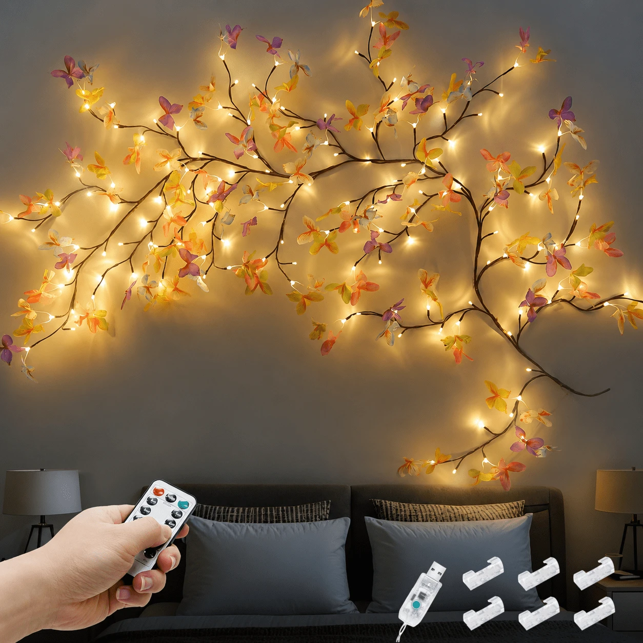 DIY Cherry Blossom Willow Vine Christmas Lights  