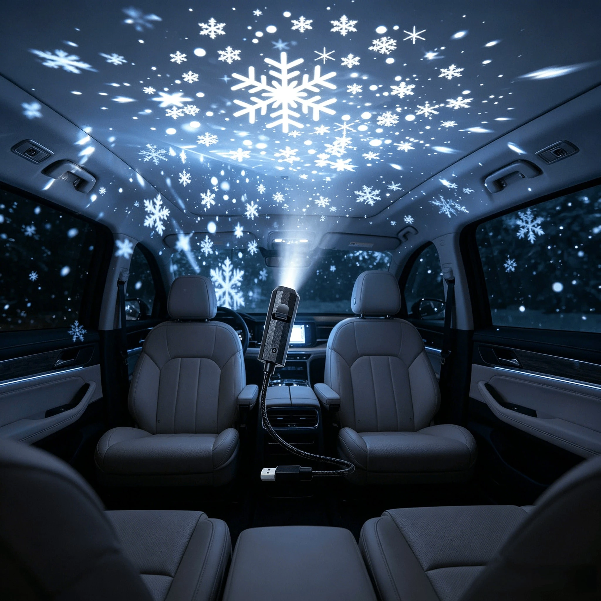 One Piece USB Christmas Snowflake LED Projector Night Light