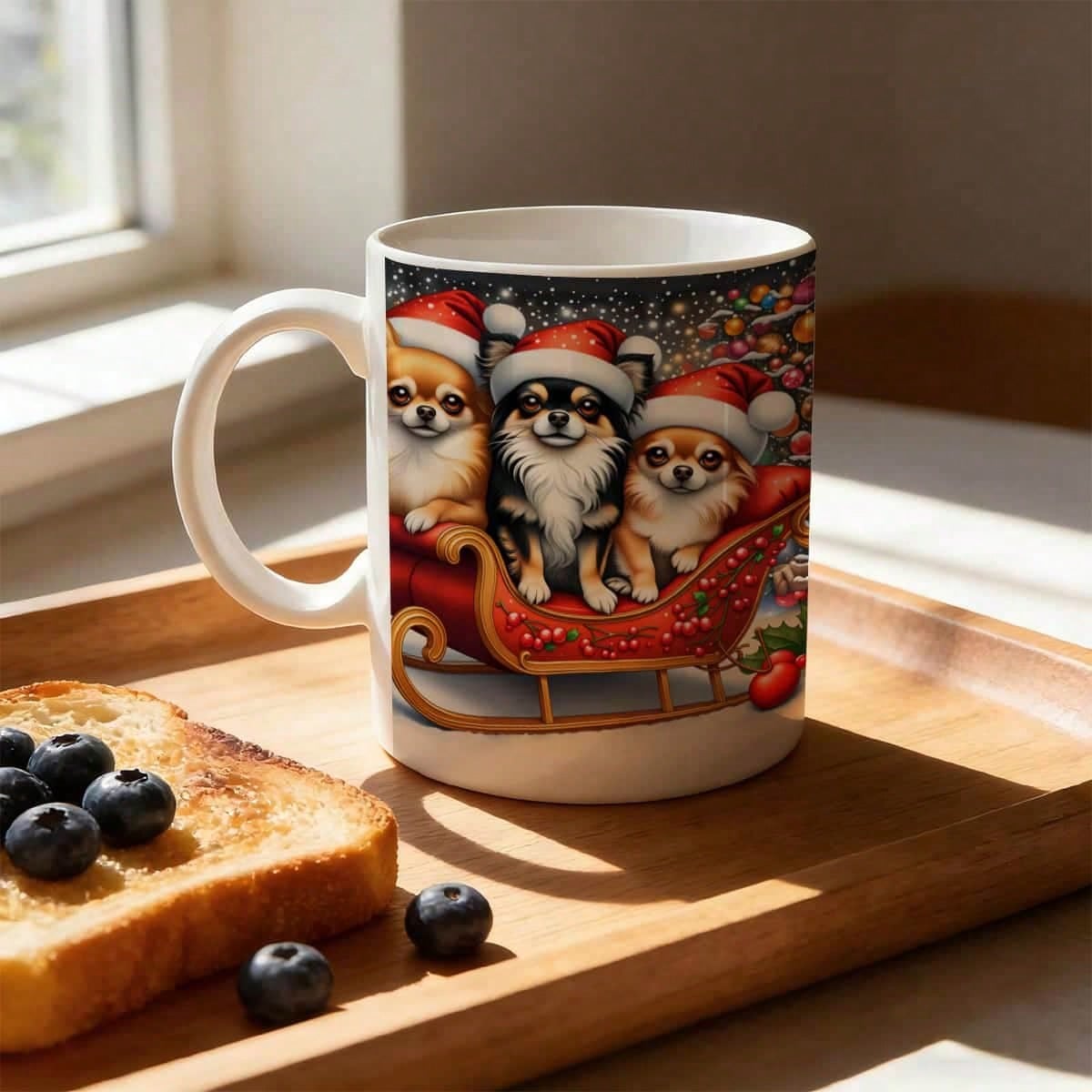 Christmas Chihuahua Santa Reindeer Print Coffee Mug