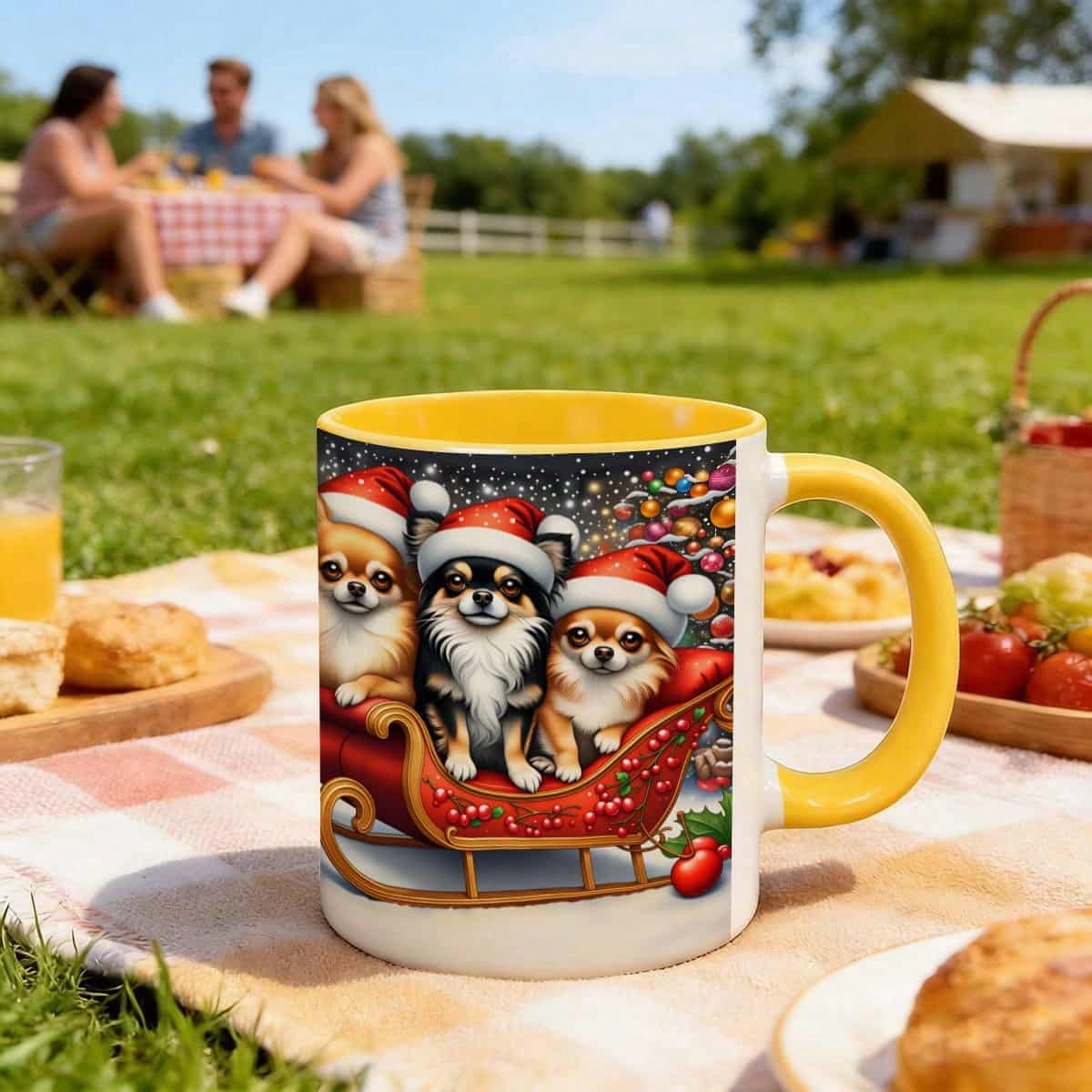 Christmas Chihuahua Santa Reindeer Print Coffee Mug
