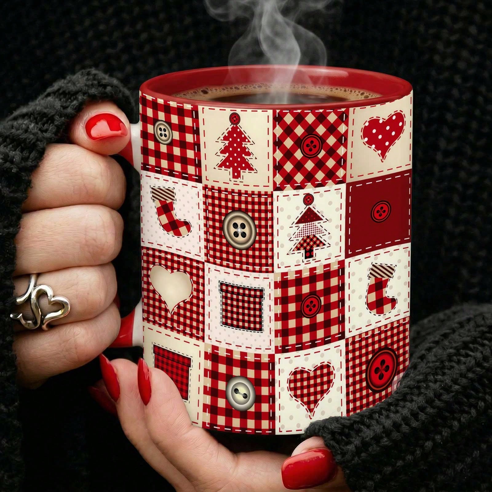 11 Oz Christmas Plaid Ceramic Mug
