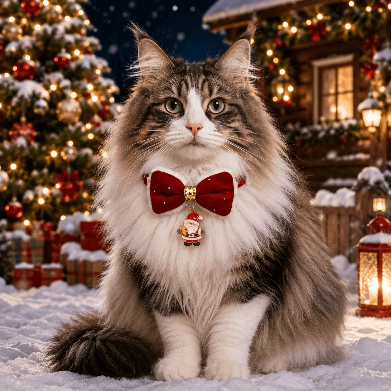 Christmas Cat Collar With Cartoon Pendant