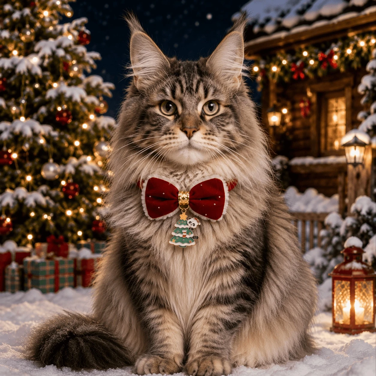 Christmas Cat Collar With Cartoon Pendant