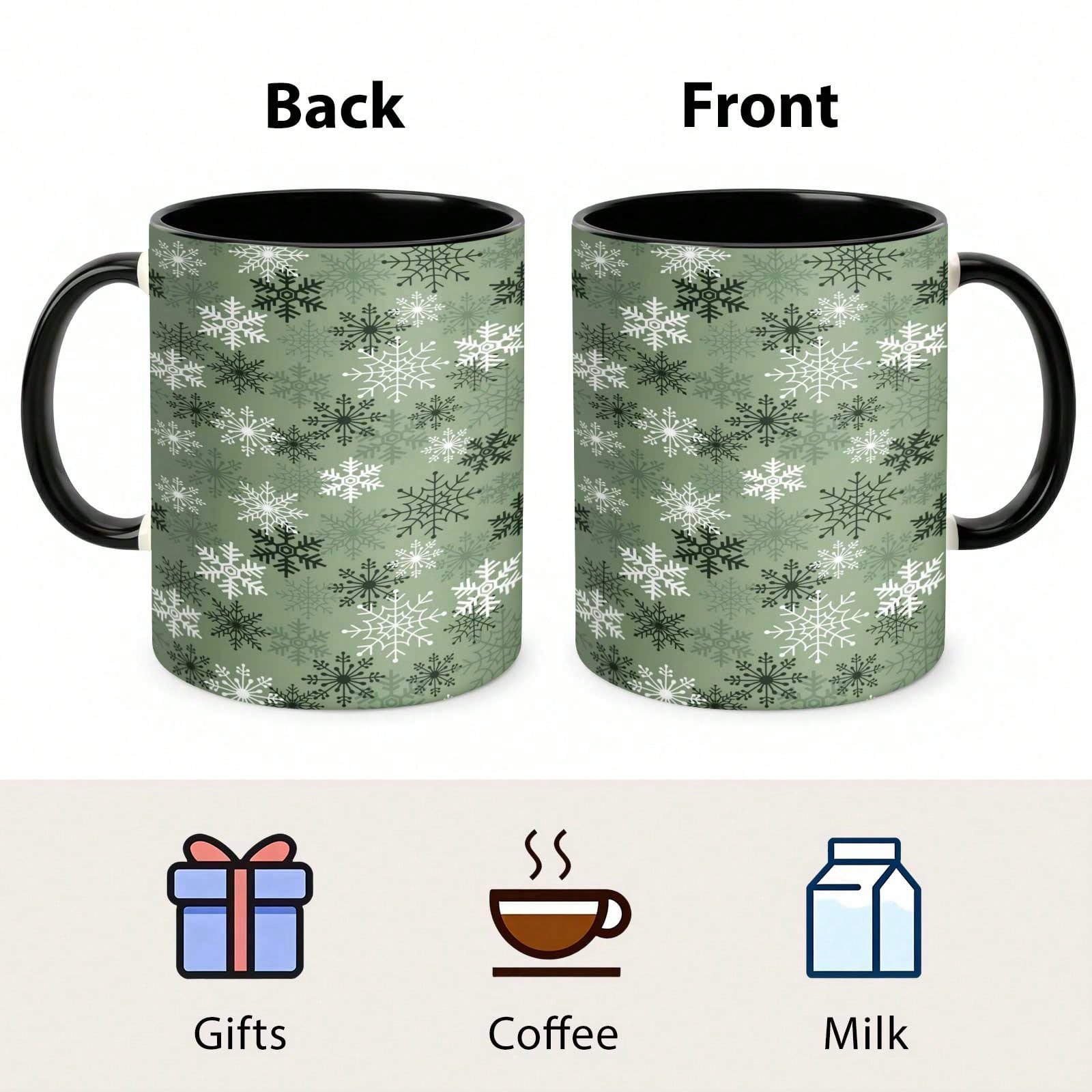 11 oz Winter Snowflake Pattern Christmas Ceramic Coffee Mug