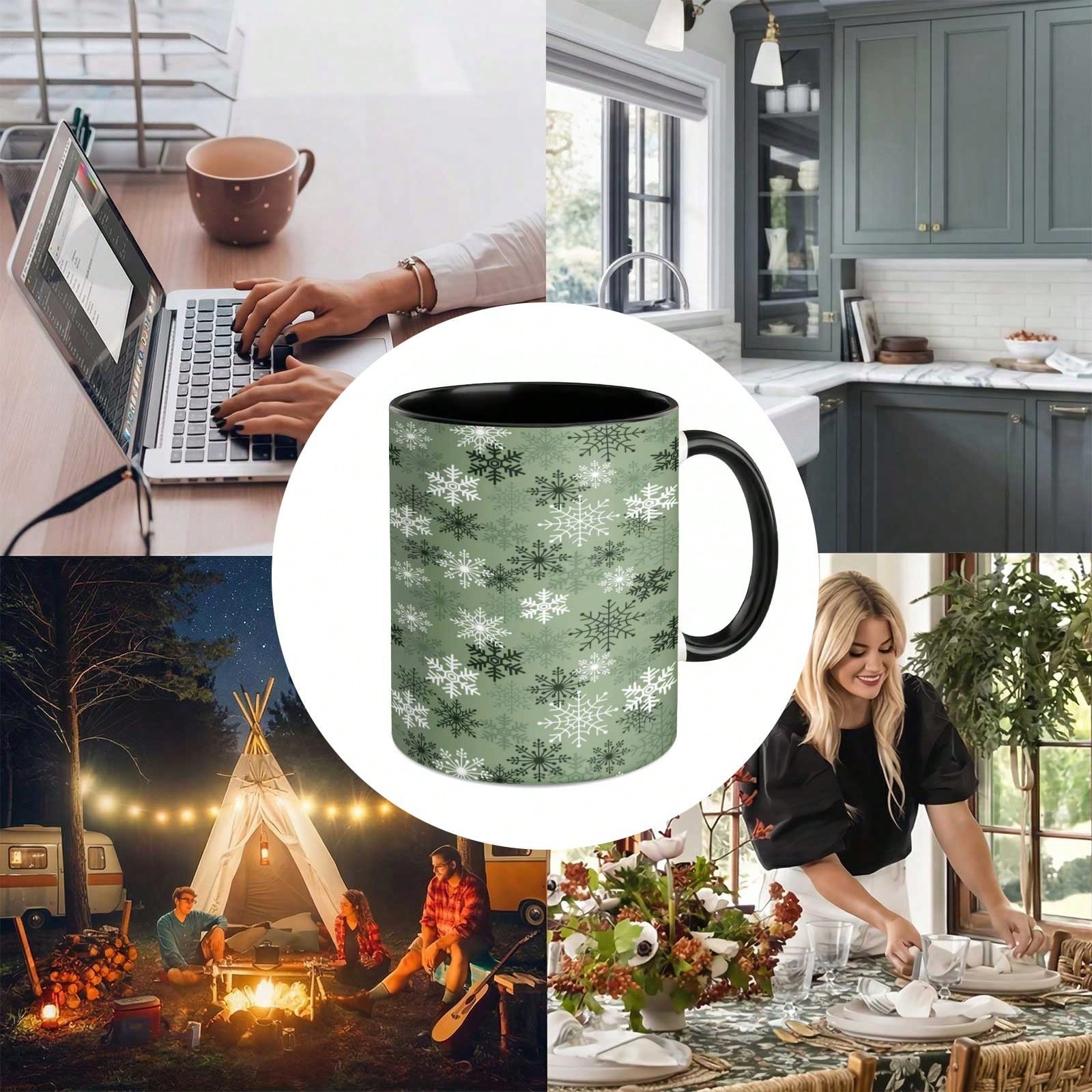 11 oz Winter Snowflake Pattern Christmas Ceramic Coffee Mug