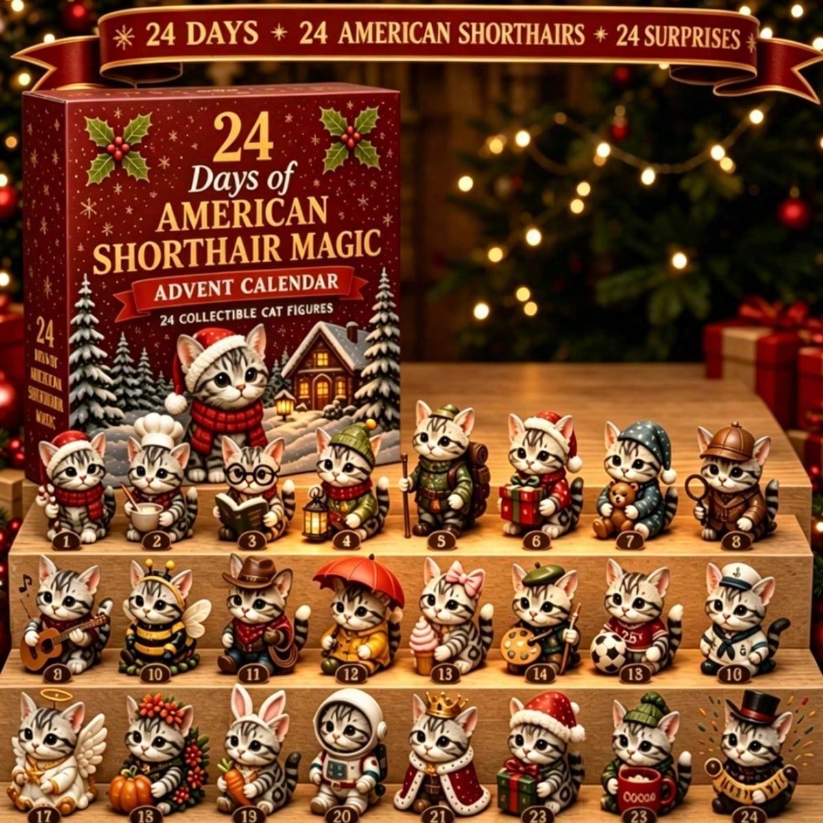 24 Days Cat Christmas Countdown Advent Calendar