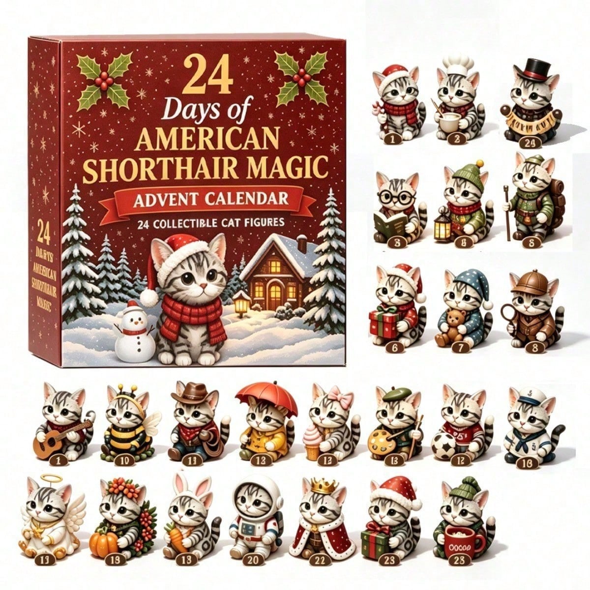 24 Days Cat Christmas Countdown Advent Calendar