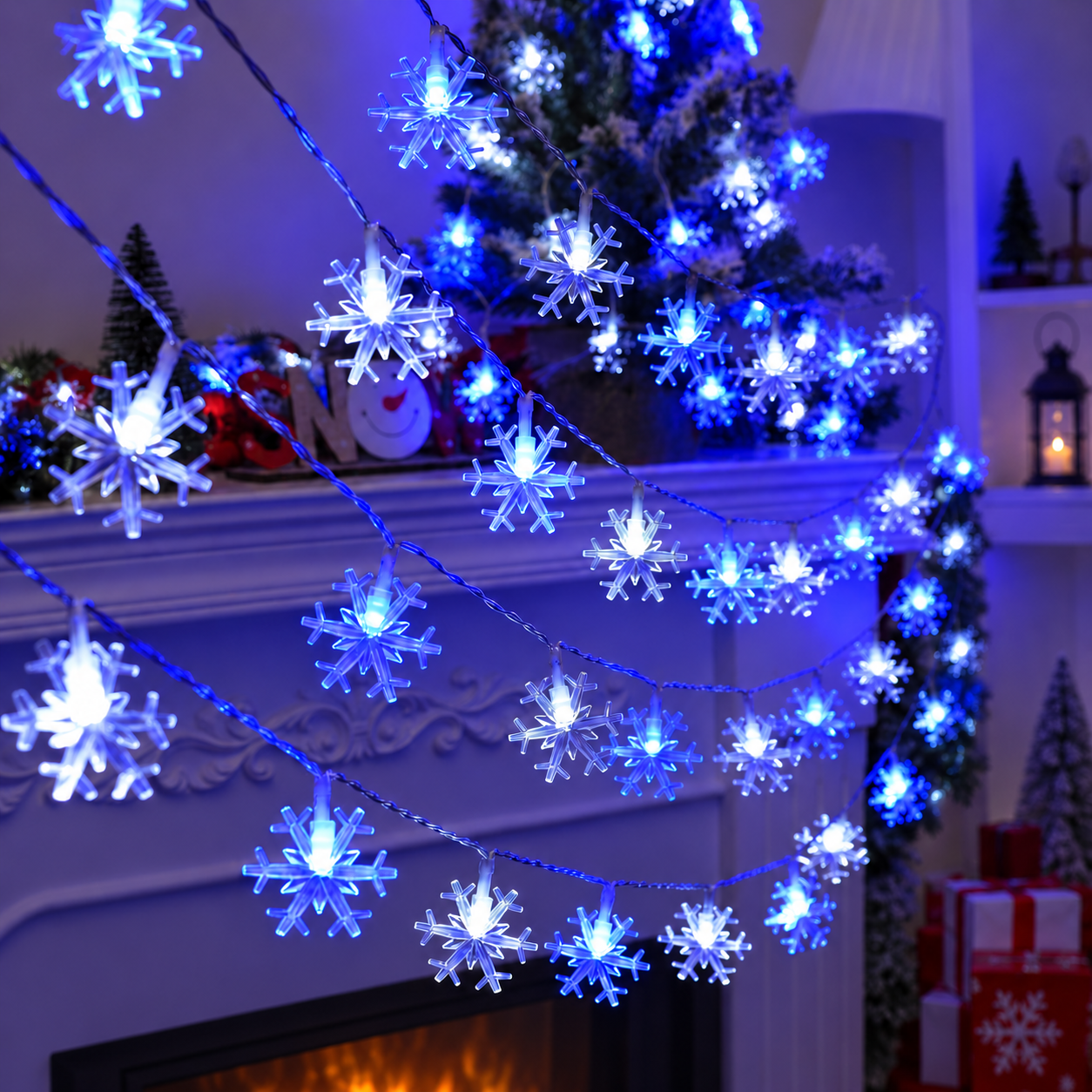 Snowflake String Lights For Christmas Holiday Room Decoration