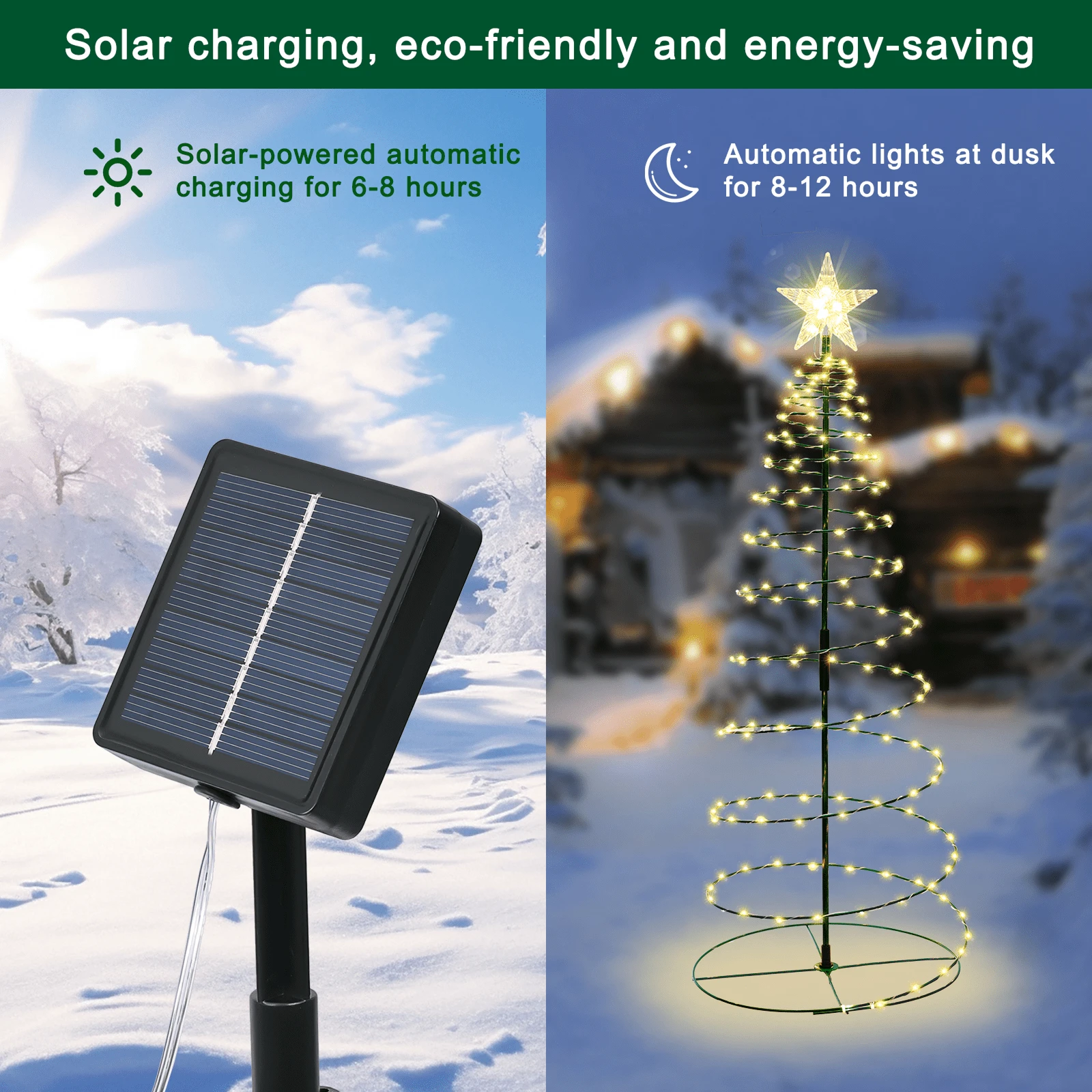 2/4PCS Iron Star Christmas Tree Light, Solar Courtyard Light, Warm Light, Christmas Atmosphere Decoration, Festival Decoration, Outdoor Decoration, Festival Gifts - Christmas Tree - View 4