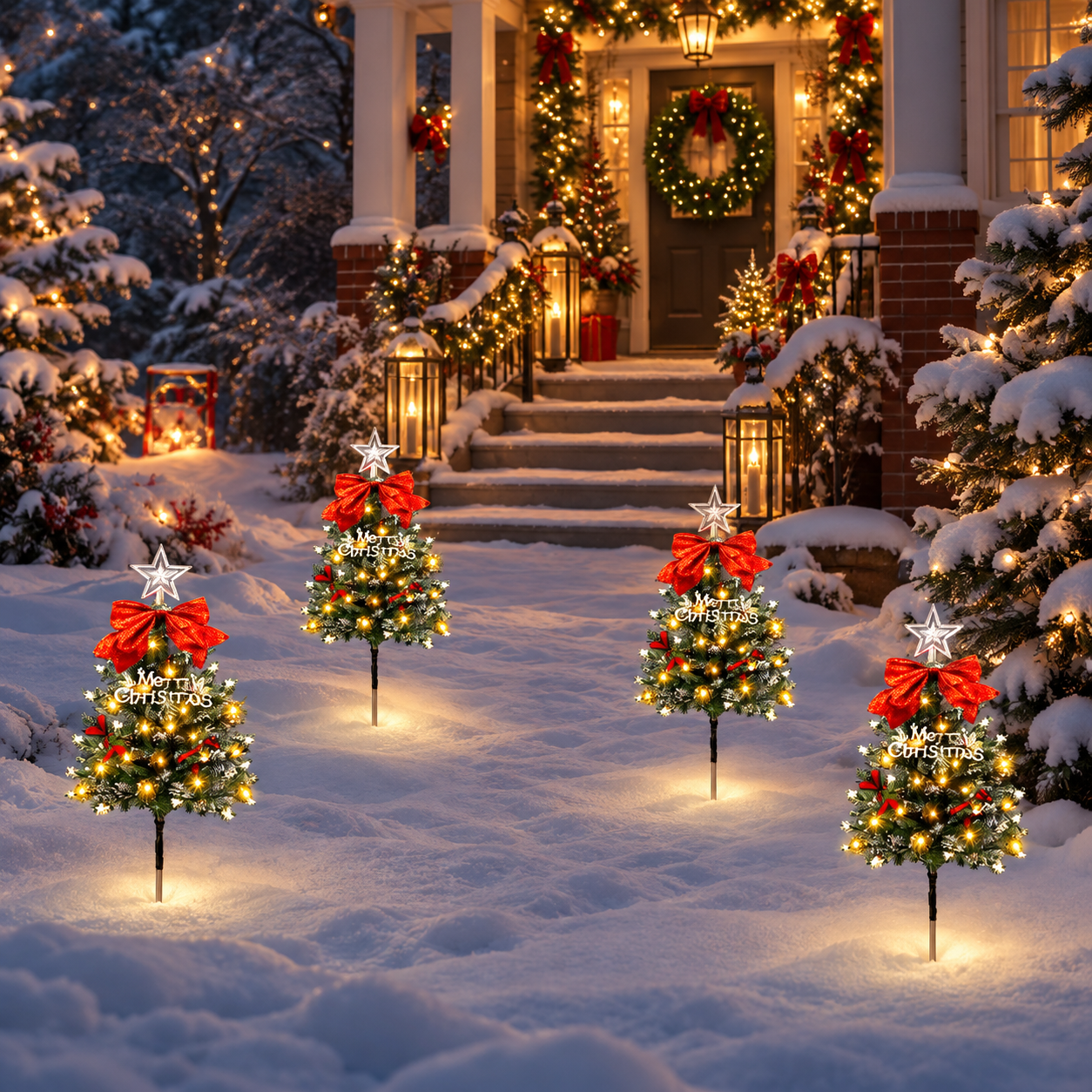 Solar Christmas Tree Pathway Lights for Outdoor Decor