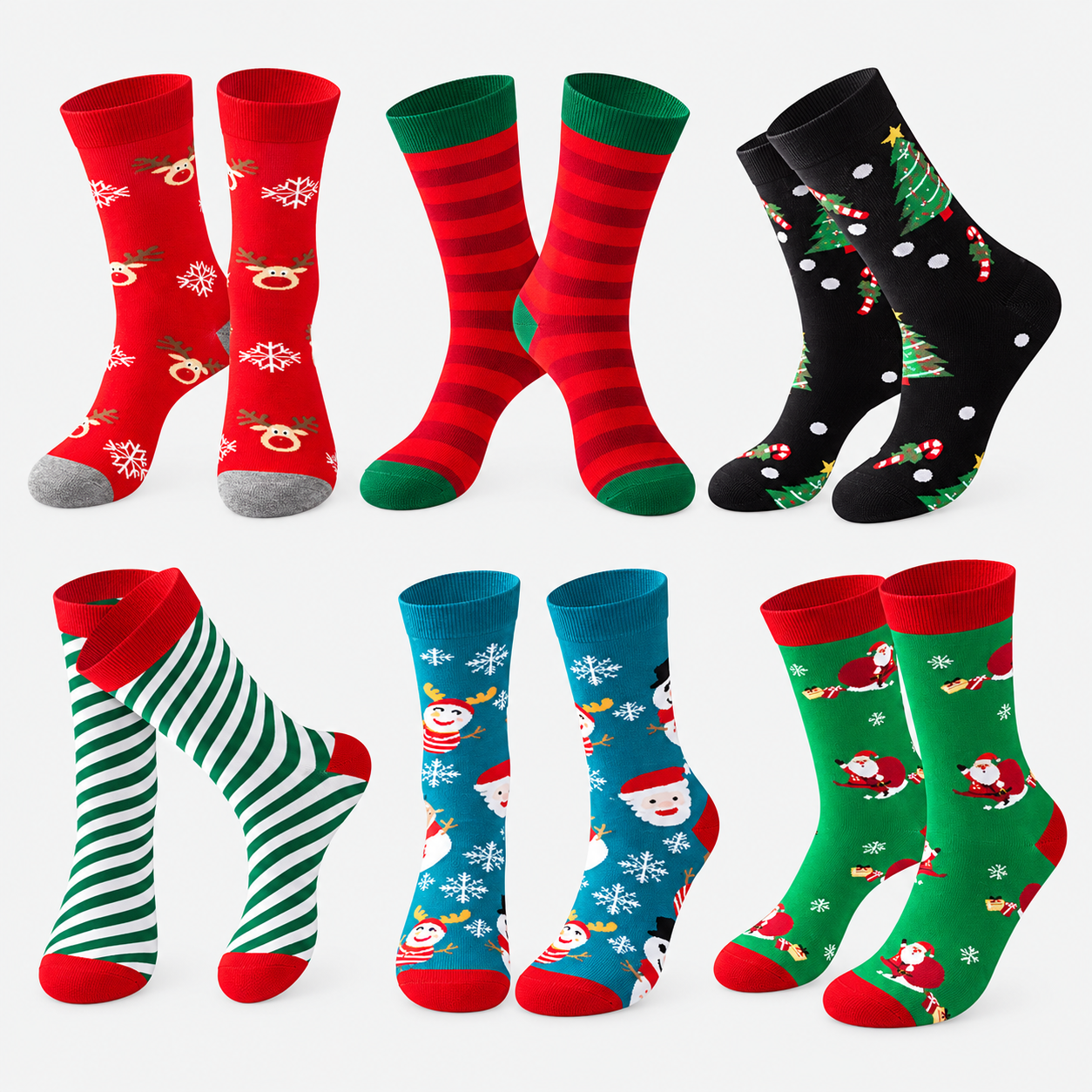 Colorful Christmas Crew Socks Novelty Patterned Holiday Socks for Women
