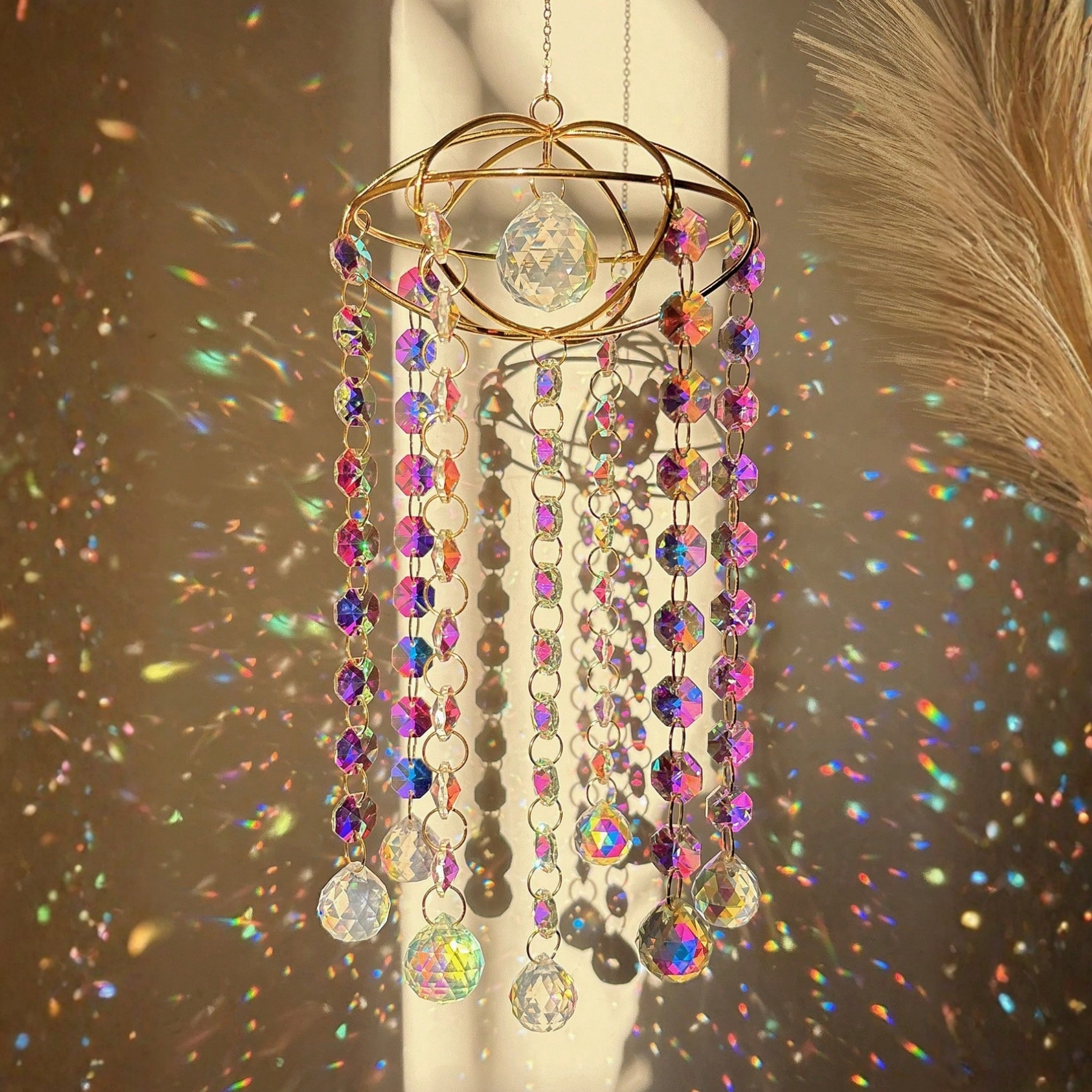 1pc Handmade Crystal Sun Catcher, Reflects Sunlight And Rainbows