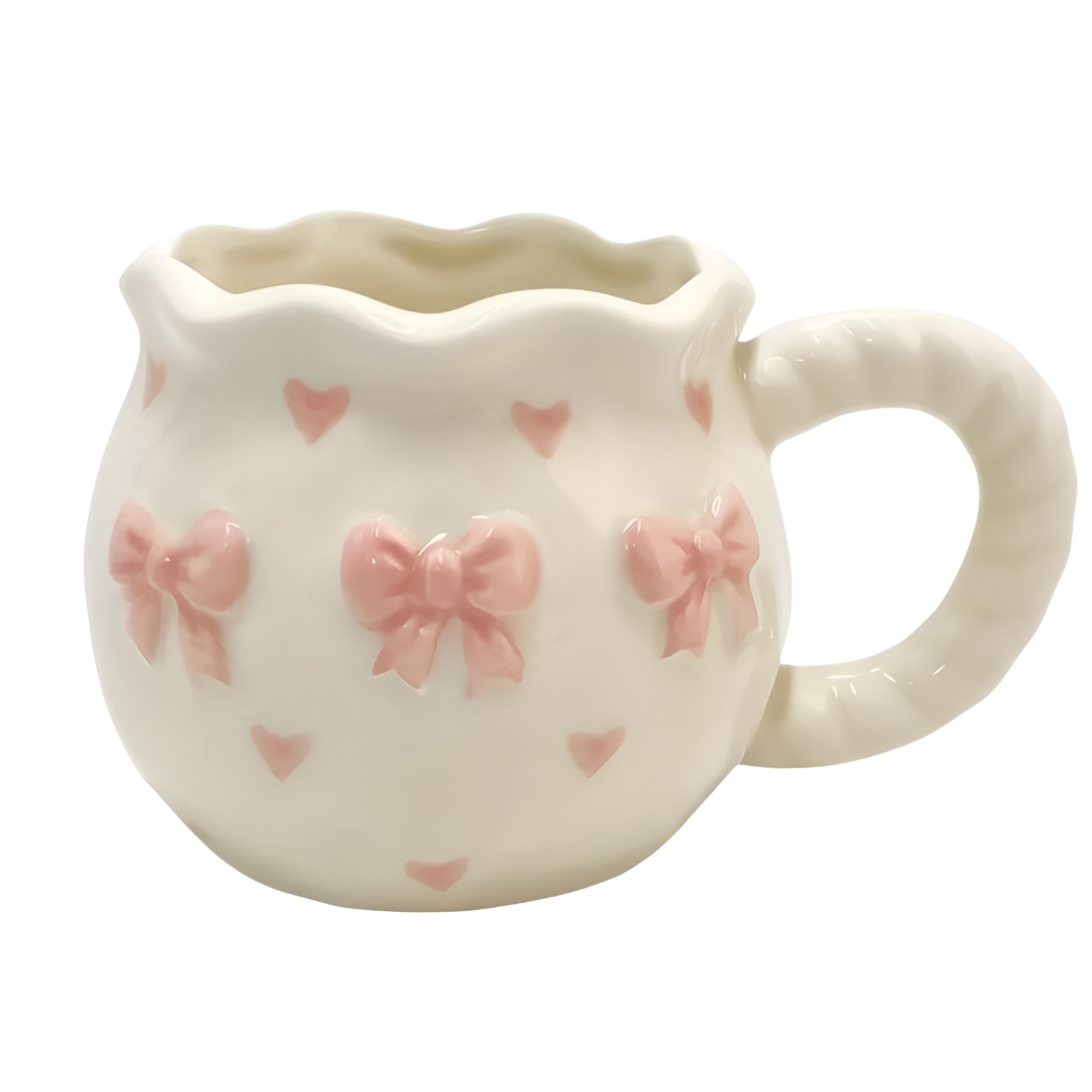 Bow Detail Decorative Ceramic Coffee Mug