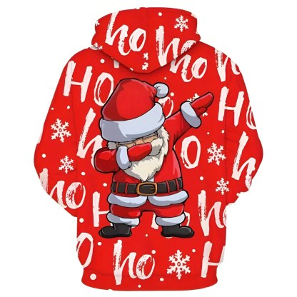 Men Casual Santa Claus Print Hoodie