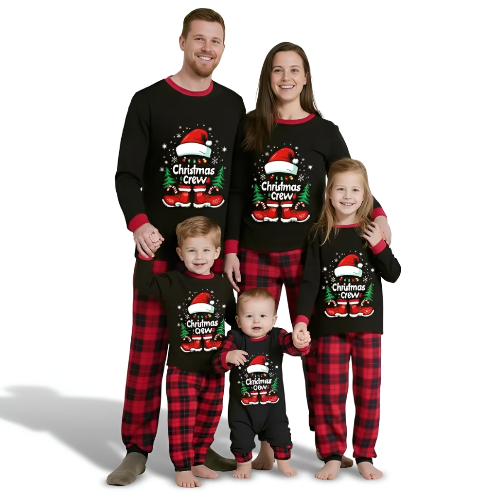 Plaid Christmas Crew Printed Family Matching Pajama Set