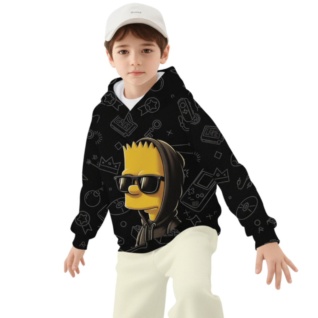 Simpsons Boys 3D Cartoon Print Pullover Hoodie