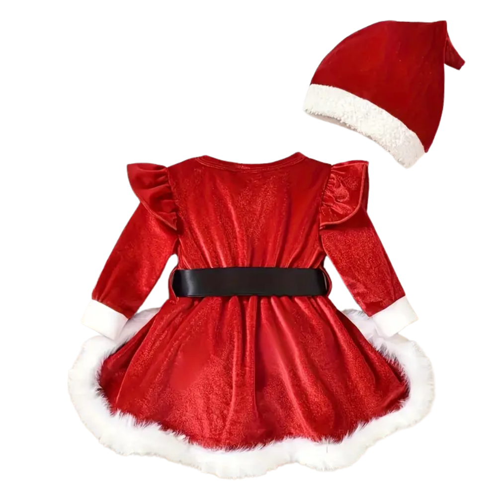 Girls Christmas Haikou Outfit Set With Belt And Hat
