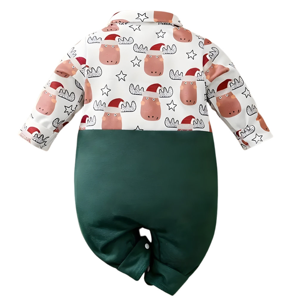 Christmas Reindeer Long Sleeve Romper with Suspenders For Babe