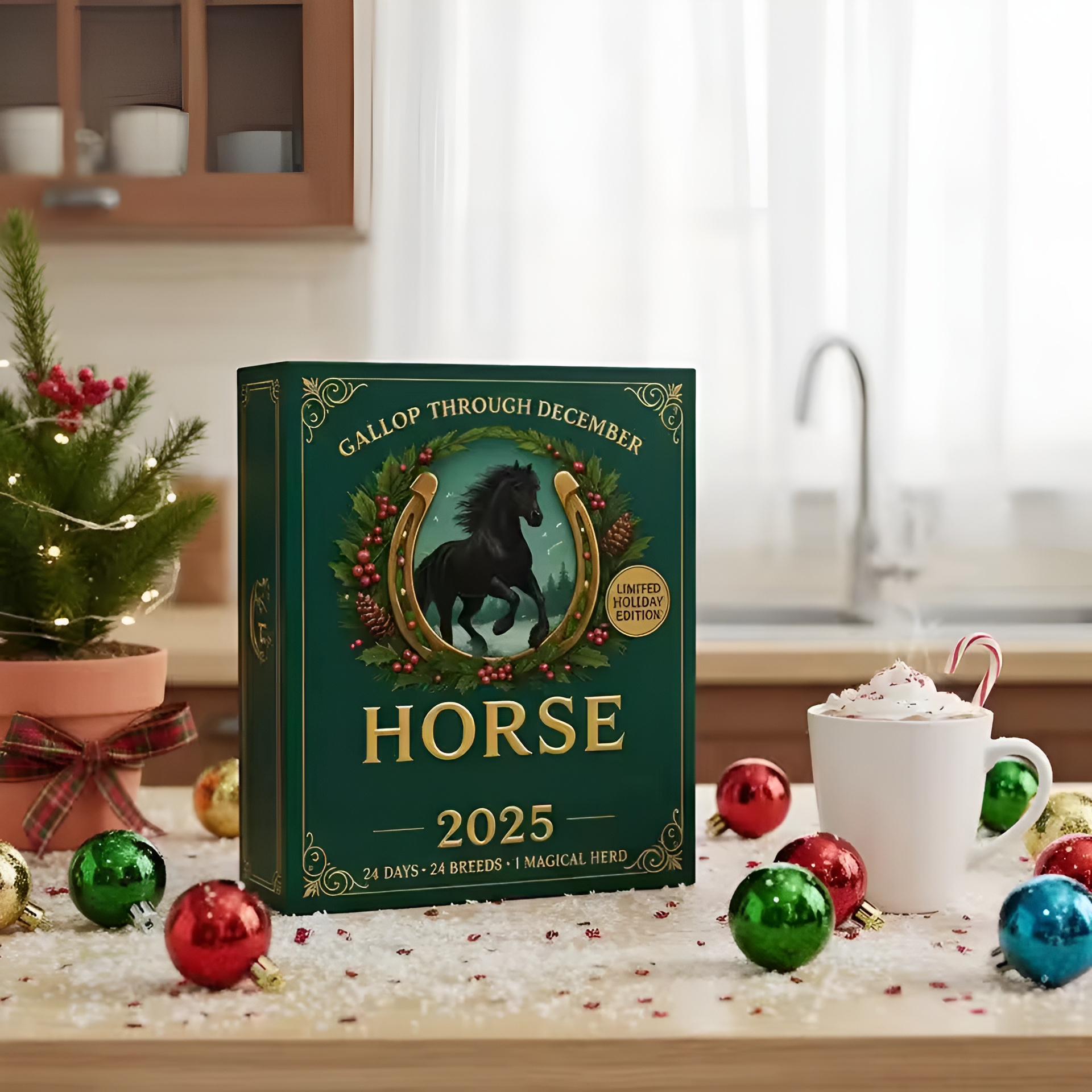 Christmas Calendar Advent 2D Christmas Tree Decorations Horse Pendant 2025