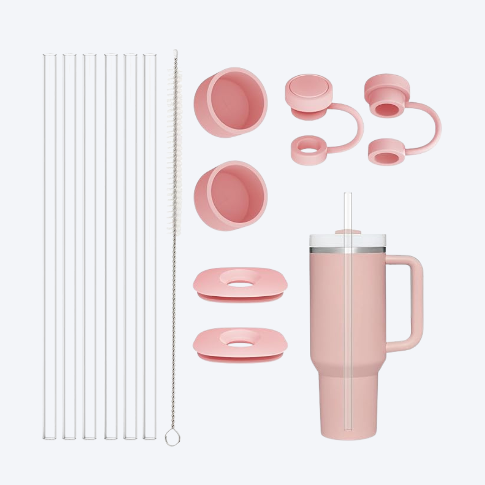 Cup Tumbler With Reusable Straw And Cleaning Brush Pack Of 6