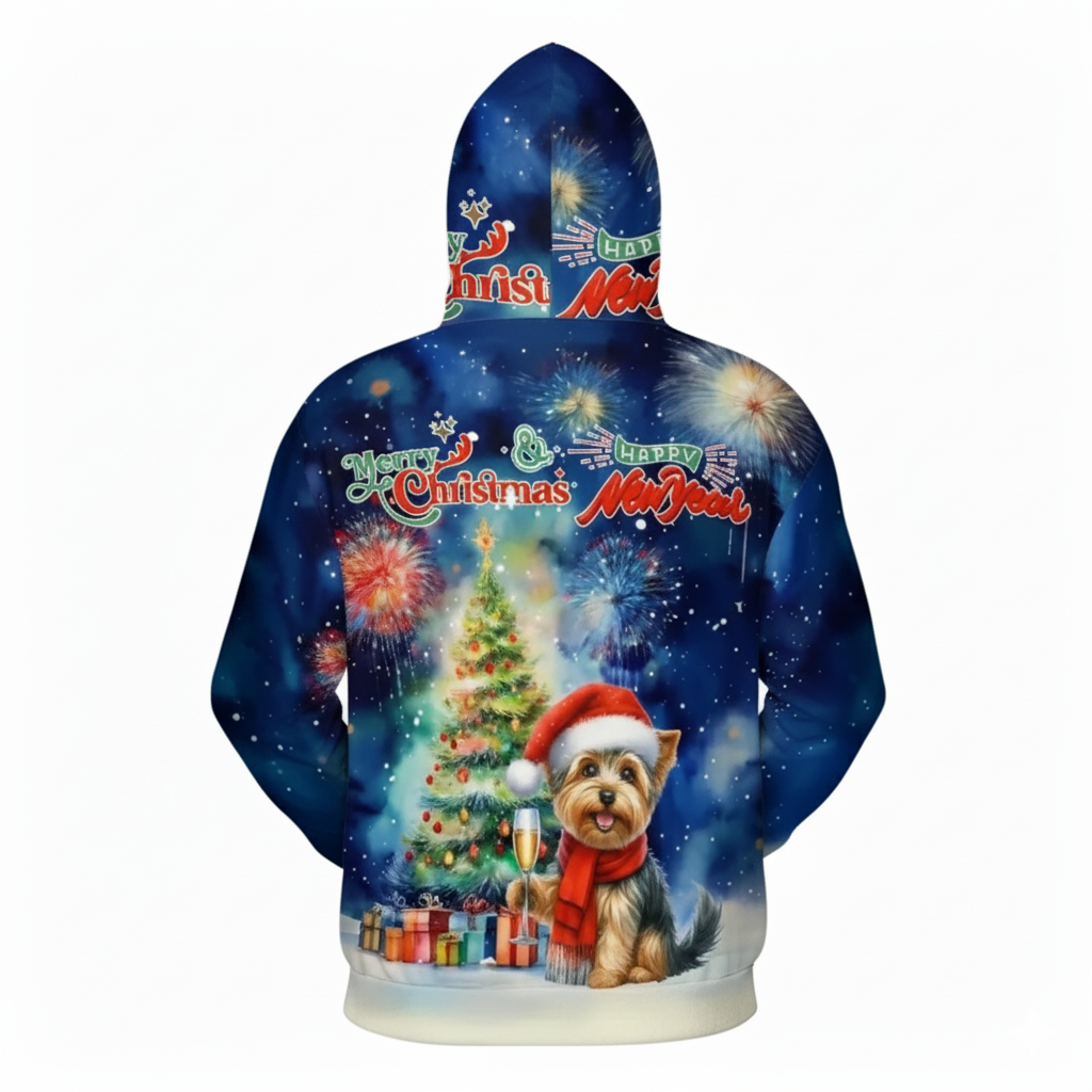 Allover Christmas Dog Print Hoodie