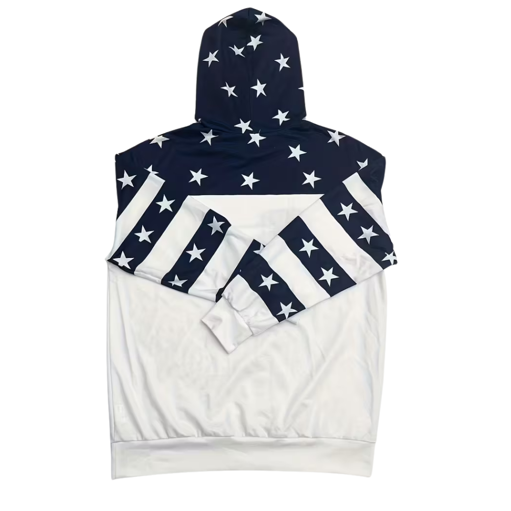 Women White Patriotic Hoodie Loose Fit Pullover With Blessed Print