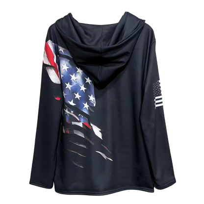Men Retro Flag Lace Up Hoodie Casual Graphic Streetwear
