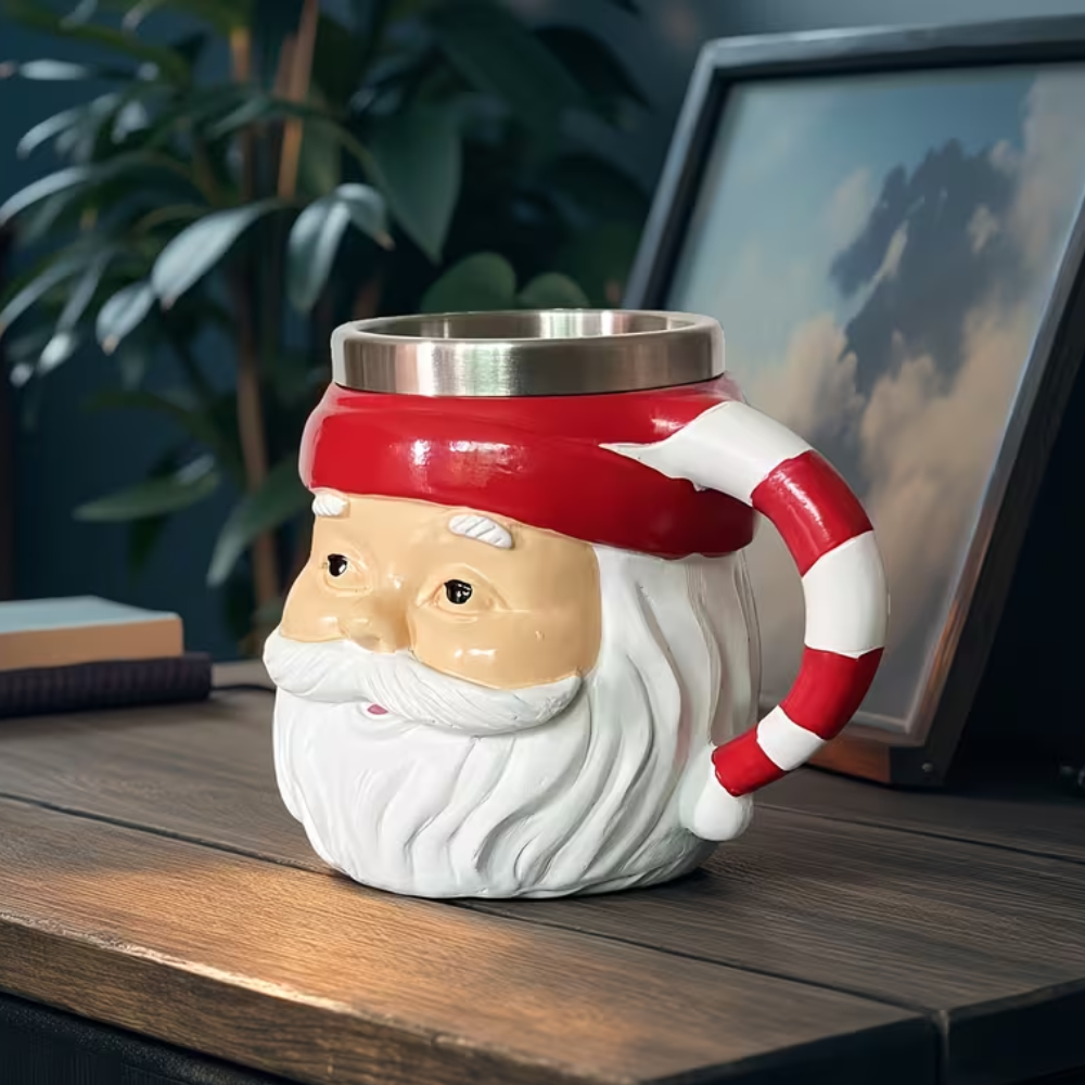 Hand Painted Style Resin Santa Claus Mug