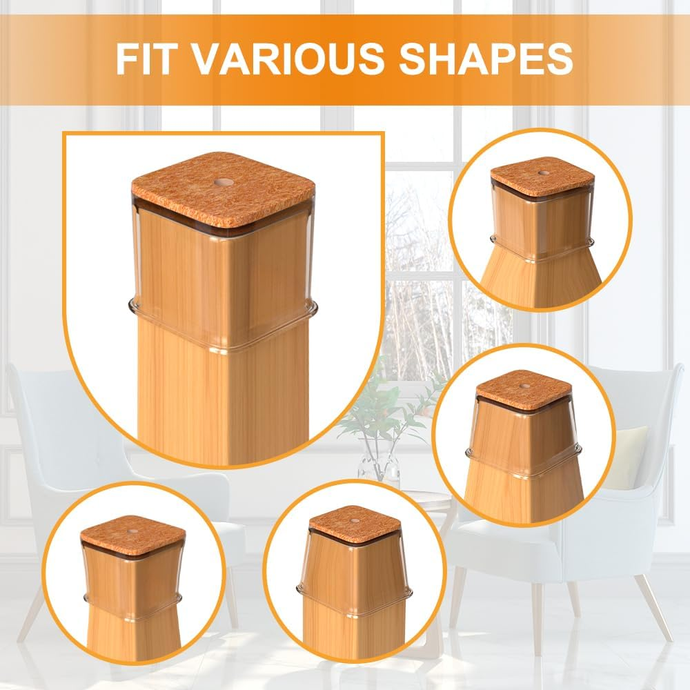 Square Silicone Felt Chair Leg Covers