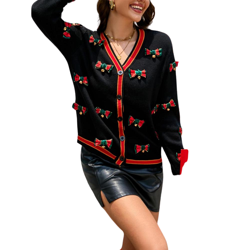 Holiday Cardigan Sweater With Button Detail-Cozy Knit Sets