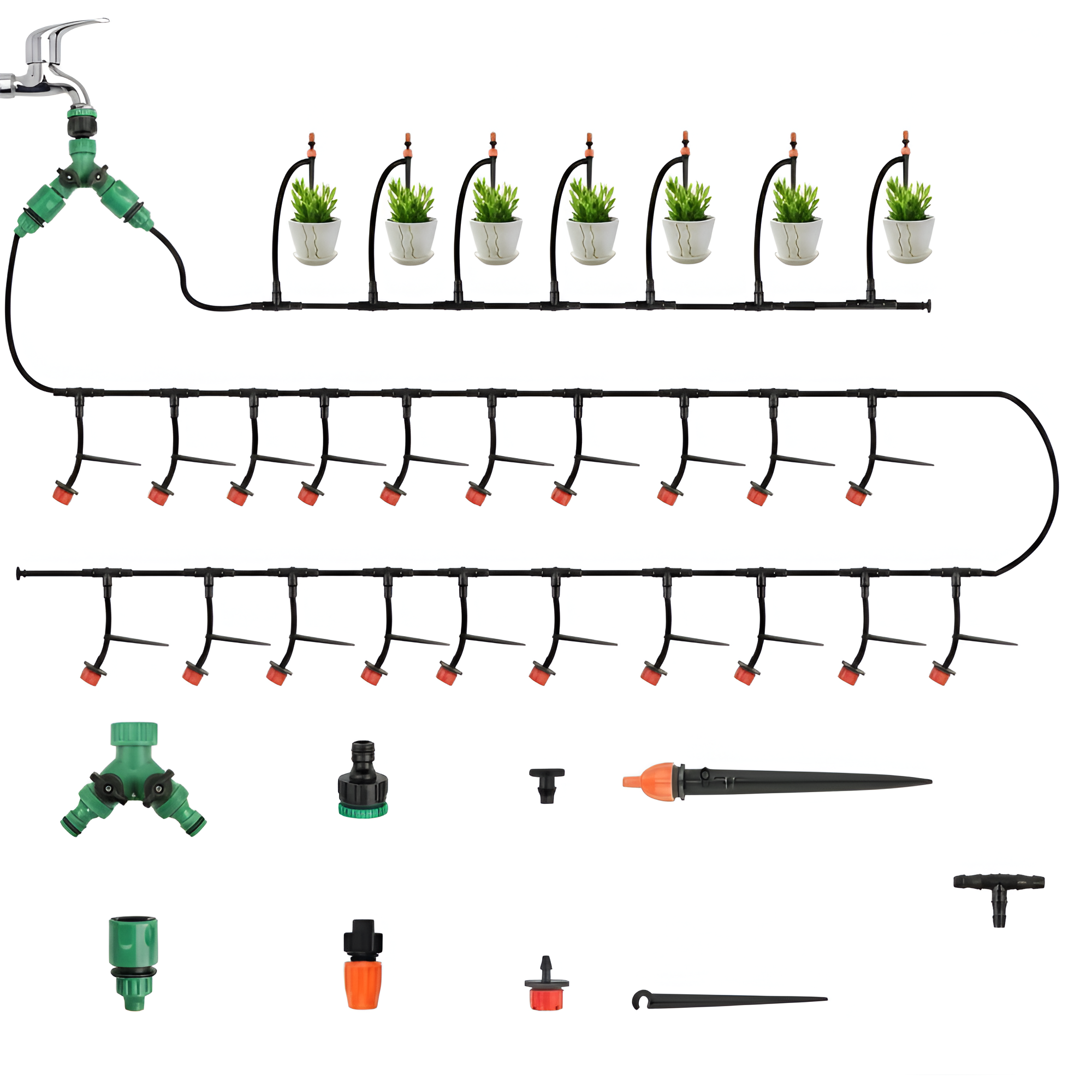 130FT Greenhouse Micro Drip Irrigation Kit Automatic Irrigation System