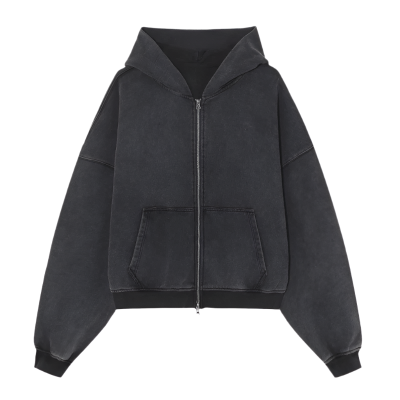 Vintage Faded Style Oversized Zip Up Hoodie