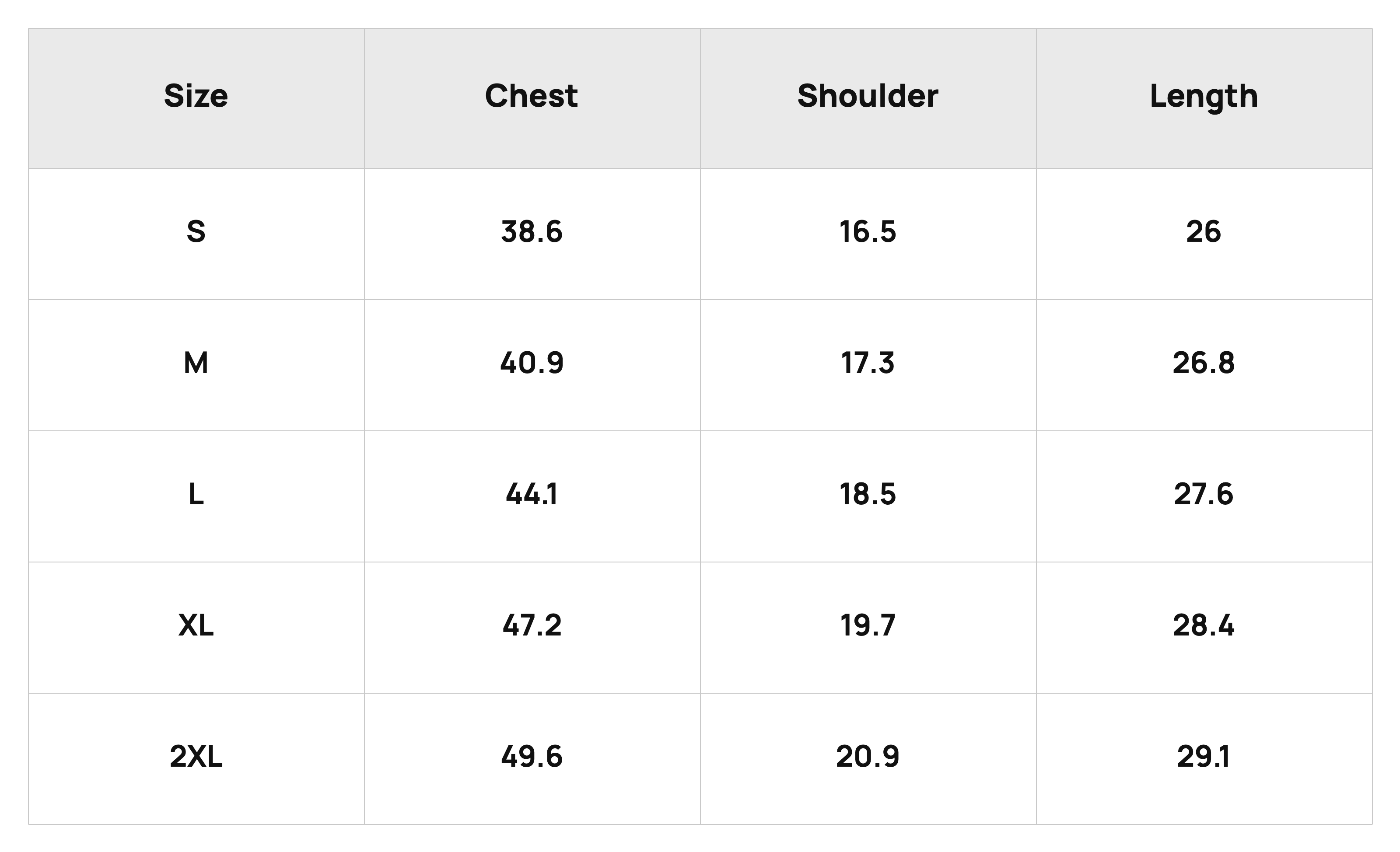 Size Chart