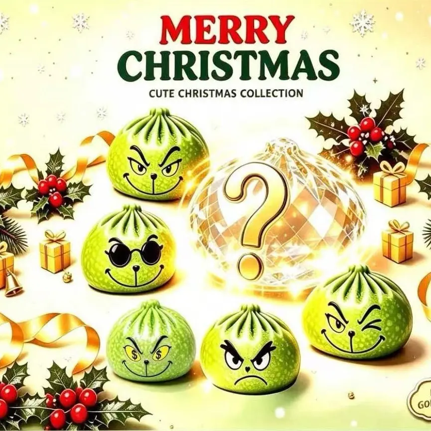 AGURE - Christmas slow-rebound maltose squeeze toy, 1/3/6-pack with a steam storage box, featuring Santa Claus, Christmas tree, reindeer, and snowman emoji designs; stress-relieving Christmas party blind box gift, Squishy Box Set