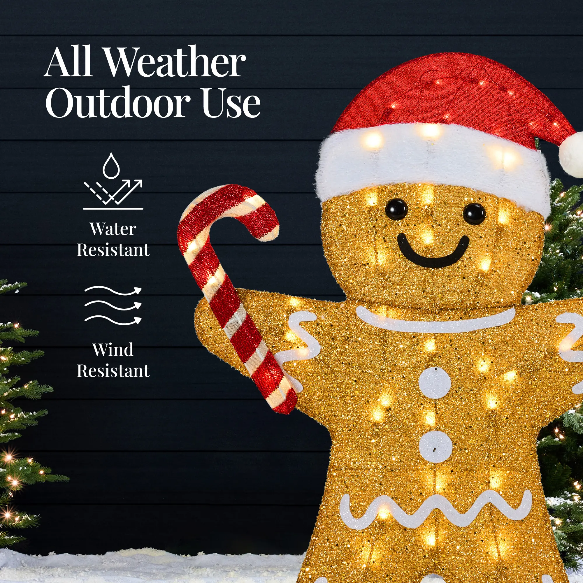 Best Choice Products 3pc Gingerbread Man Family 2D Christmas Yard Decor, 4ft Light Up Holiday Lawn Decoration w/House, 185 LED Lights