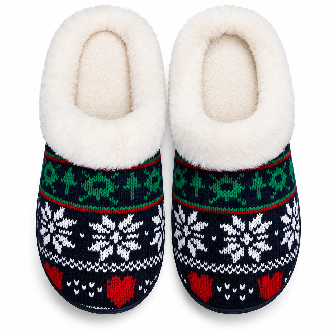 Christmas Memory Foam Plush House Slippers Indoor Outdoor for Women
