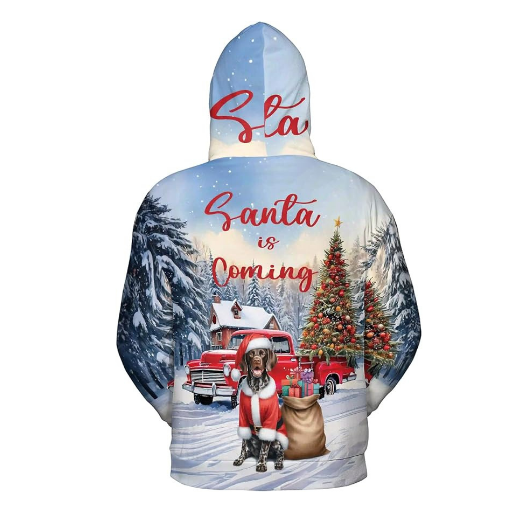 Christmas Santa Dog Truck Tree All Over Print 3D Zip Hoodie