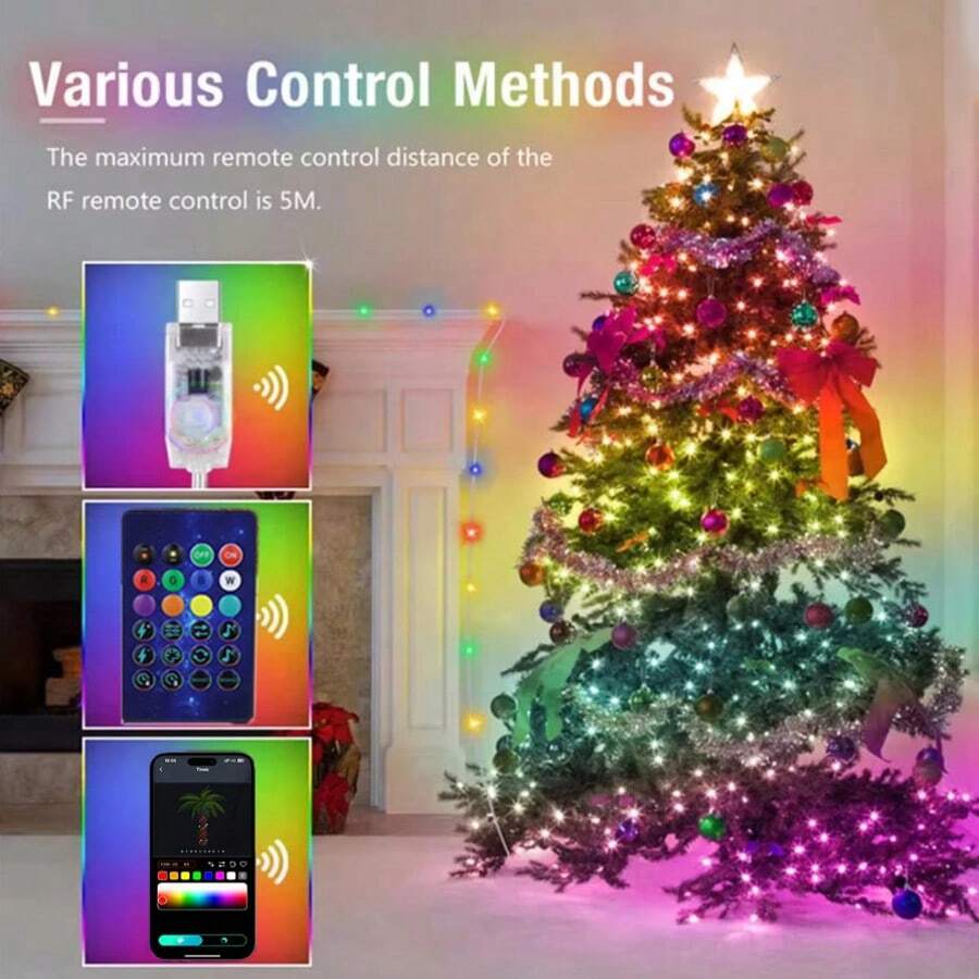 400-LED Smart Curtain String Lights With Programmable Animations And Text Effects-Perfect For Decorating Bedrooms, Gardens, Weddings, Christmas, And Valentine's Day-Make An Excellent Choice For Holiday Gifts. - 16.4FT/50LED - View 4