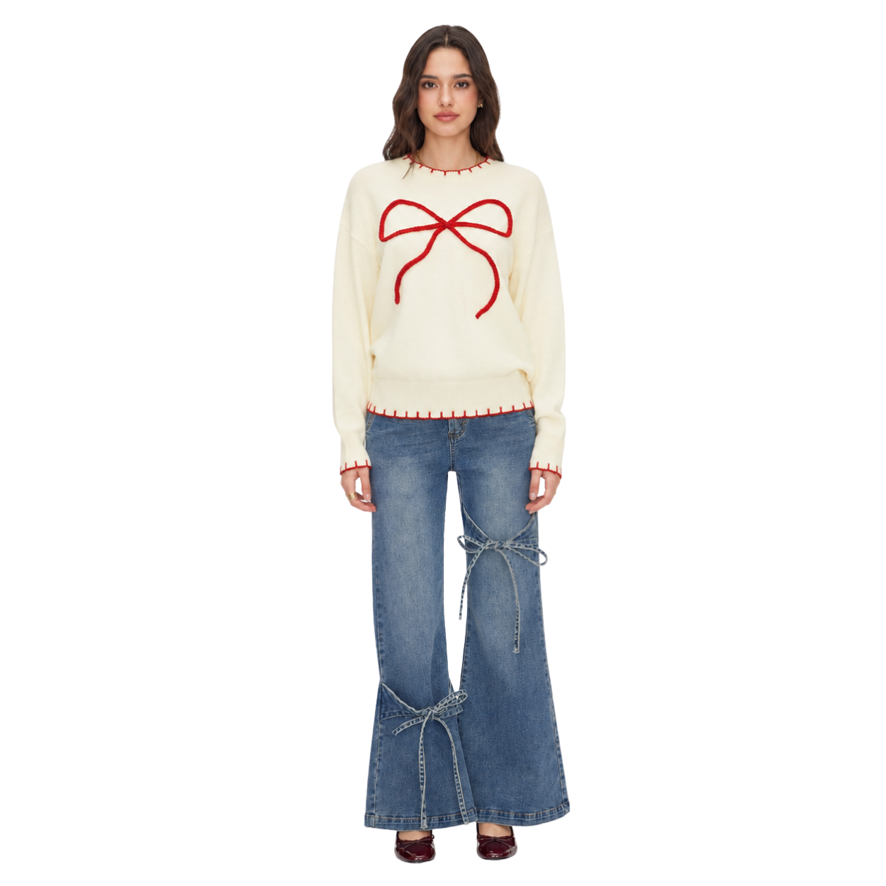 Casual Knit Winter Bow Fashion Sweater For Women