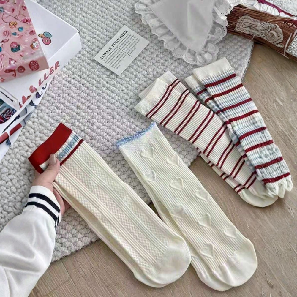 Pack of 4 Bow Mid Calf Crew Socks For Women