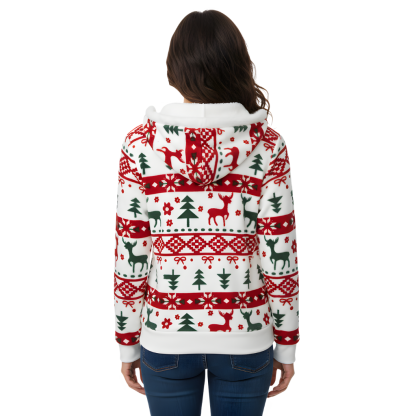 Reindeer And Snowflake Print Christmas Hoodie
