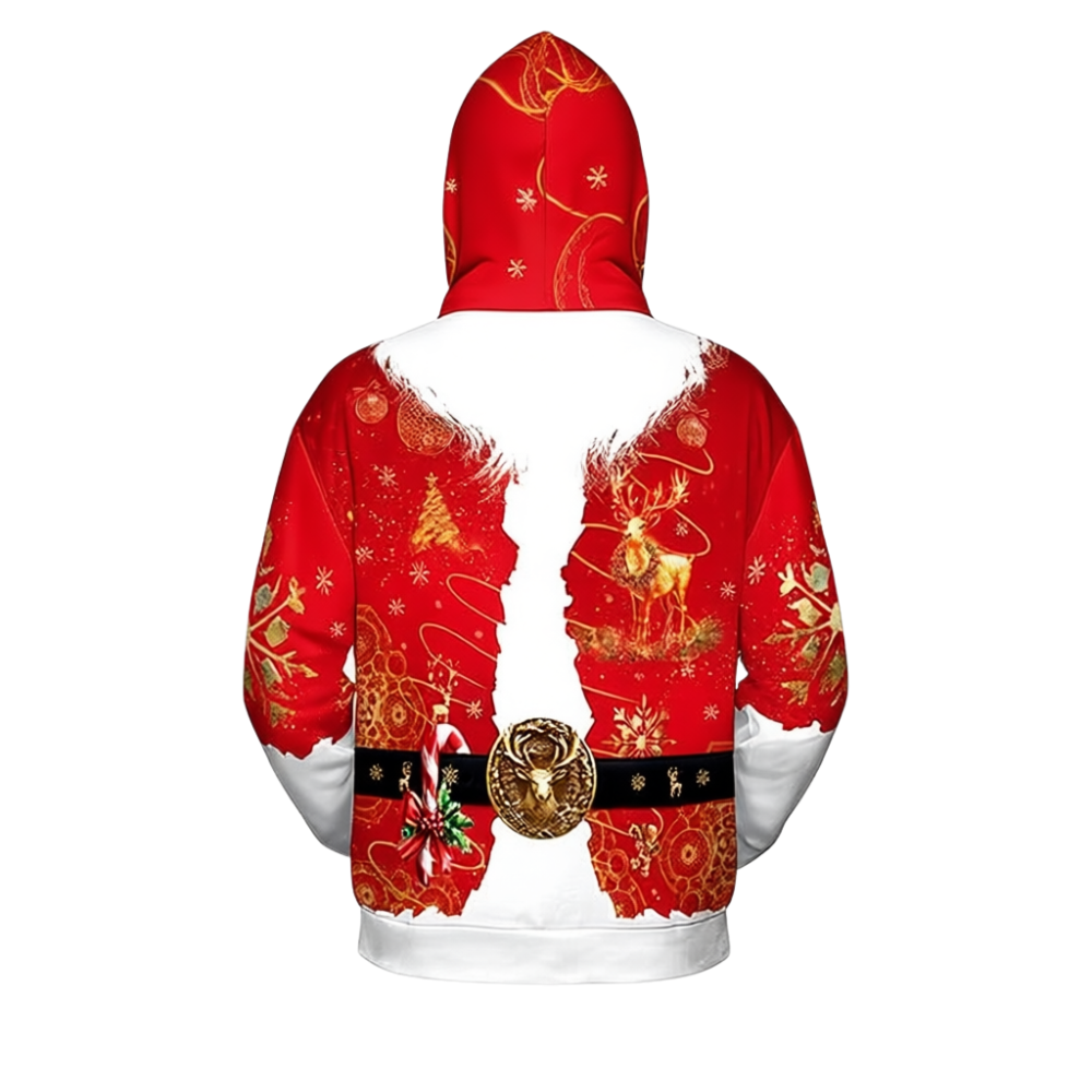 All Over Santa Costume Print Hoodie With Pocket