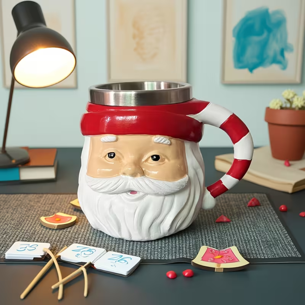 Hand Painted Style Resin Santa Claus Mug