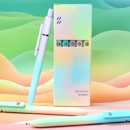 Pastel Gradient Gel Pens With 0.7mm Black Ink Retractable Pack Of 5