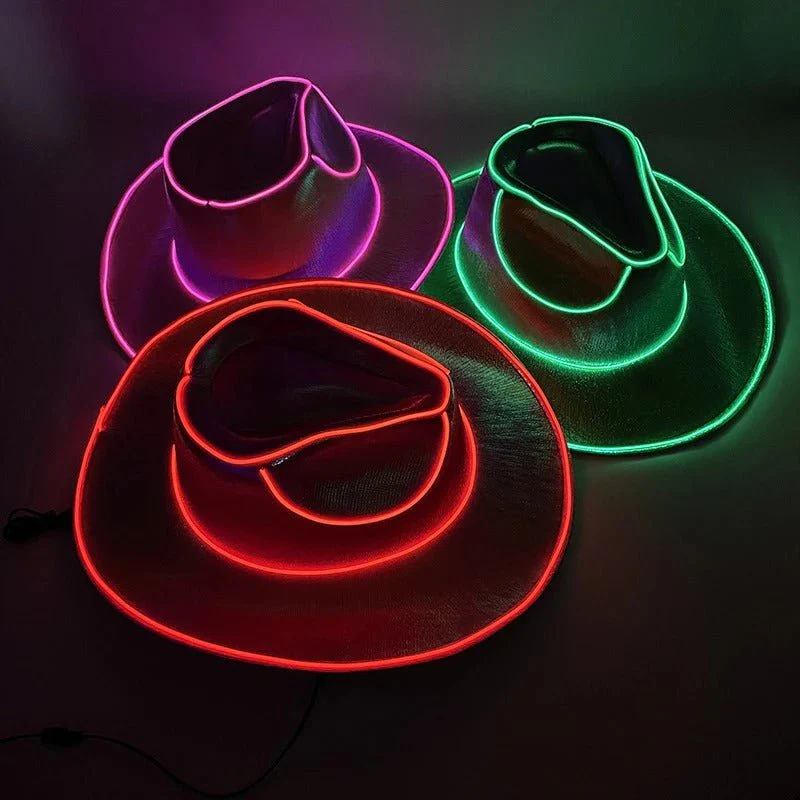 LED Cowboy Hat With Glowing Light Bar