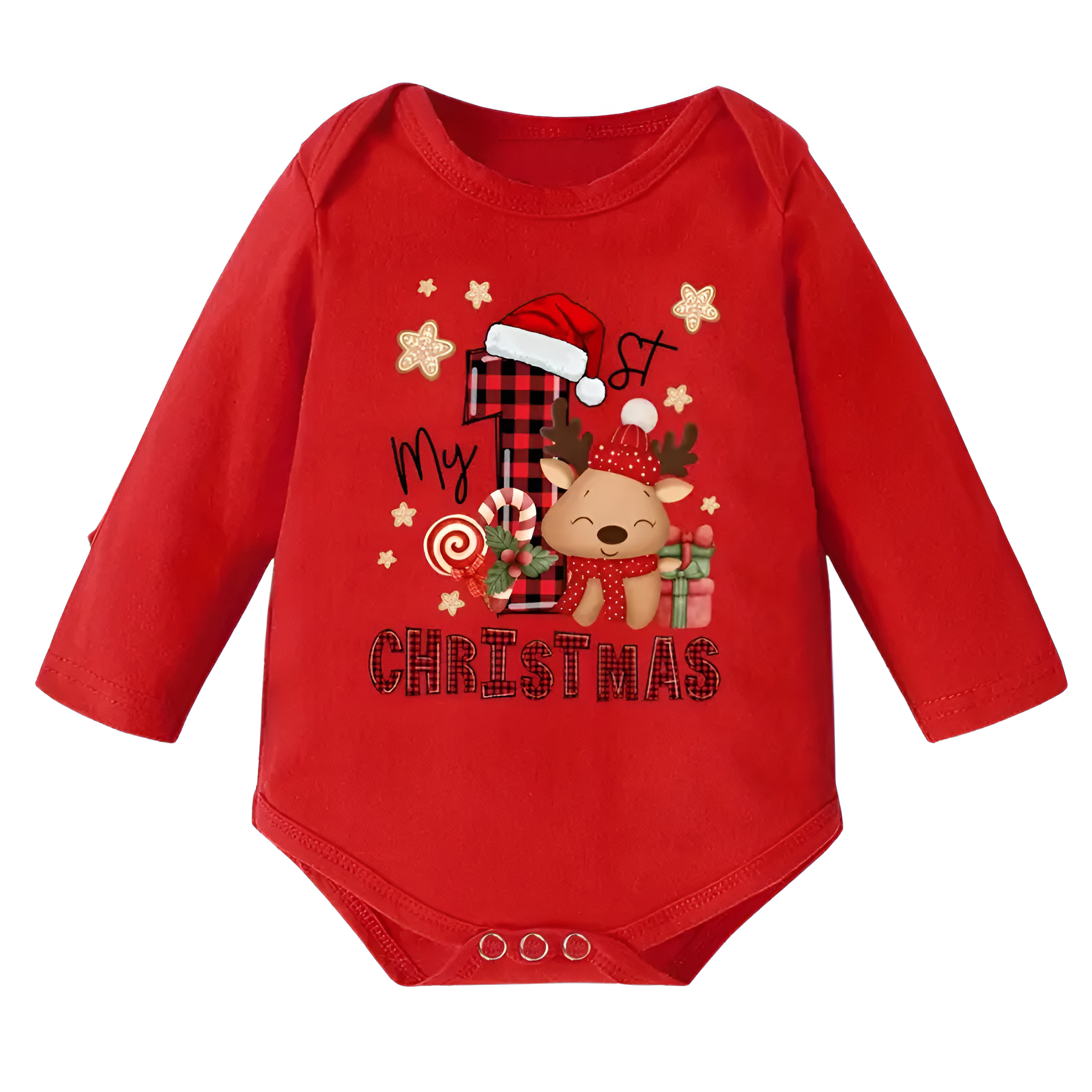 Baby Triangle Onesie With Christmas Jumpsuit