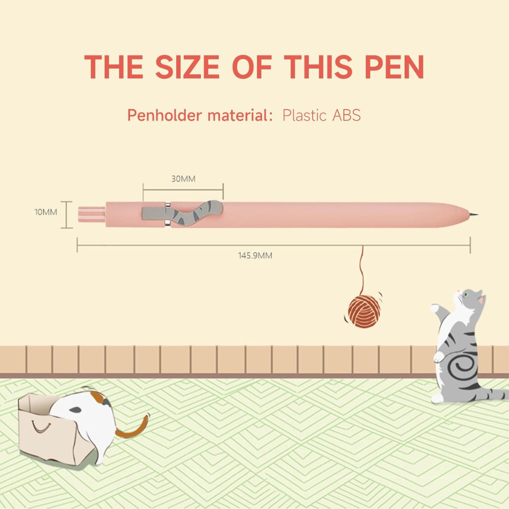 Cat Tail Gel Pens With Set 0.5mm Black Ink Fine Point Set Of 4