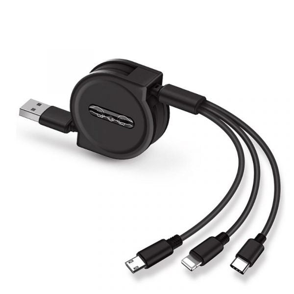 Three In One Retractable Multi Device Charging Cable