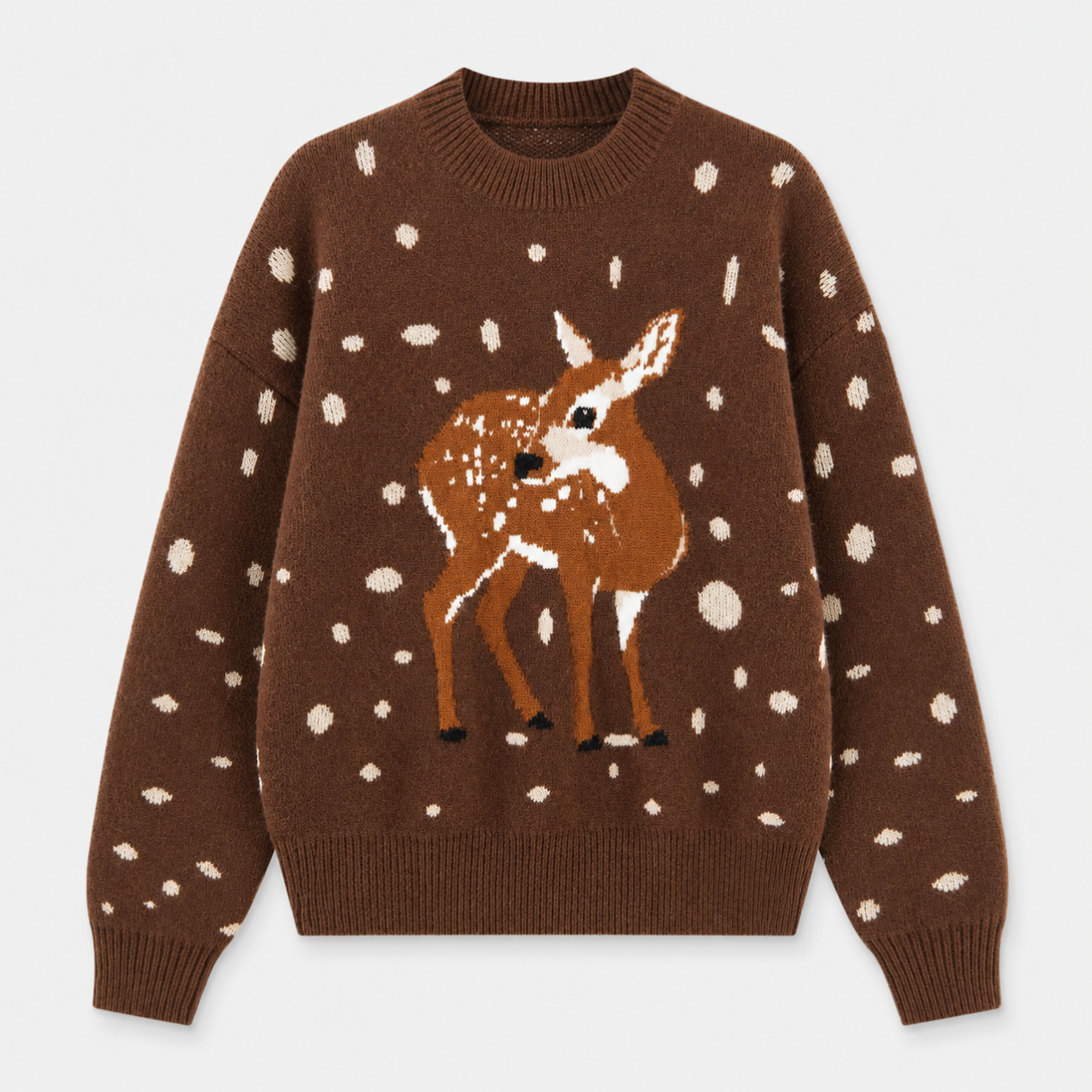 Polka Dot Deer Graphic Printed Sweater For Women